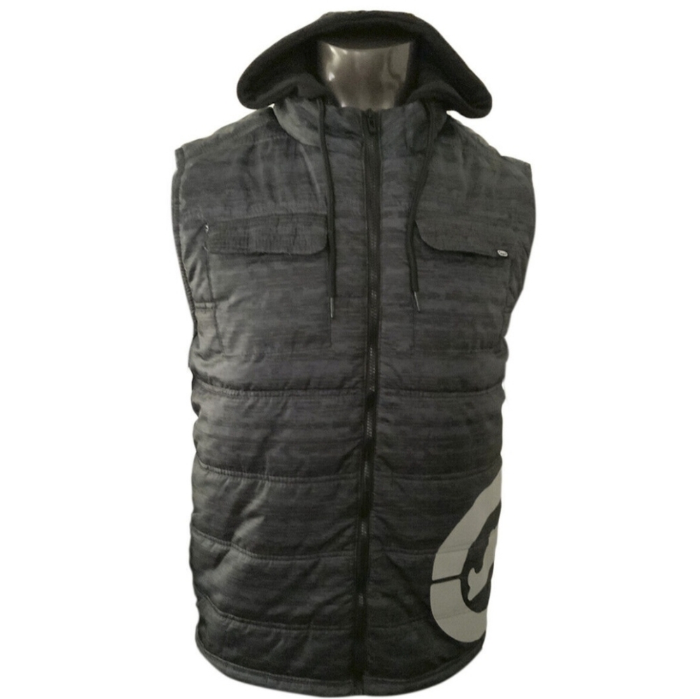 ECKO UNLTD MEN'S BLACK ZIP UP HOODIE PUFFER SLEEVELESS VEST. Size L.